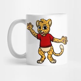 Cute Anthropomorphic Human-like Cartoon Character Young Leopard in Clothes Mug